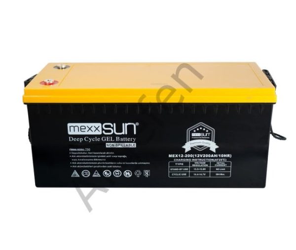 Mexxsun 12V 200 amper jel batarya Güneş paneli aküsü